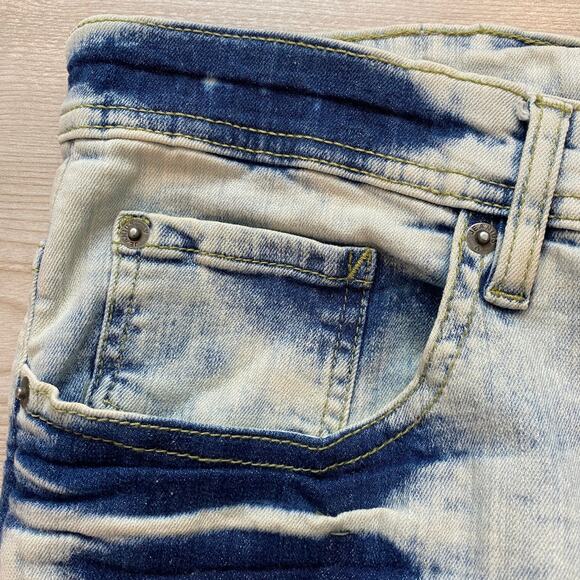 Akademiks Jeanius Distressed Jeans Men 36x30 Vintage Washed Whisker Grunge - Picture 4 of 12